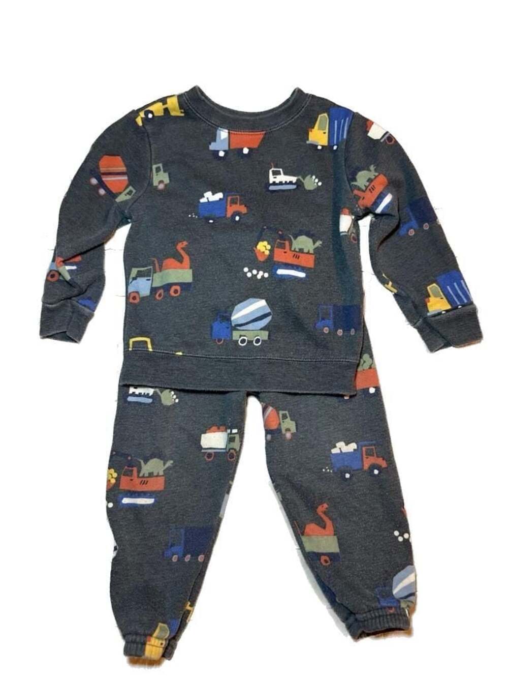 Garanimals Baby Boy 18M Charcoal Construction Dinosaur Print Fleece Sweatshirt a